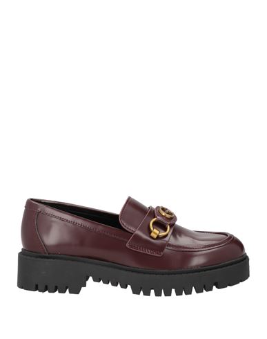 Guess Woman Loafers Burgundy Size 8 Leather In Red