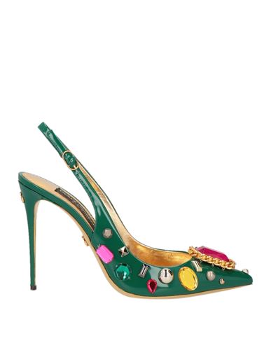 Dolce & Gabbana Woman Pumps Emerald Green Size 10.5 Calfskin
