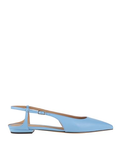 Emporio Armani Woman Ballet Flats Sky Blue Size 7.5 Leather In Blue