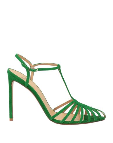 Francesco Russo Woman Sandals Green Size 11.5 Leather