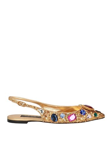 Shop Dolce & Gabbana Woman Ballet Flats Gold Size 10.5 Leather