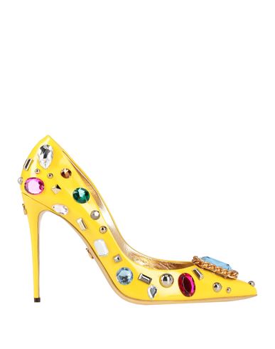 Shop Dolce & Gabbana Woman Pumps Yellow Size 10.5 Calfskin