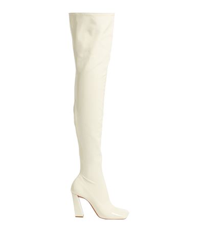 Amina Muaddi Woman Boot Cream Size 8 Textile Fibers In White
