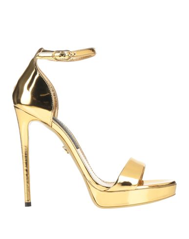 Dolce & Gabbana Woman Sandals Gold Size 8.5 Polyurethane, Polyester In Gold