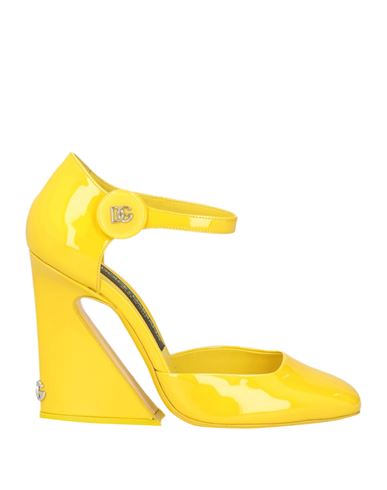 Shop Dolce & Gabbana Woman Pumps Yellow Size 6.5 Calfskin