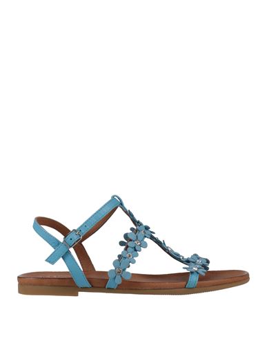 Shop Inuovo Woman Sandals Azure Size 11 Leather In Blue