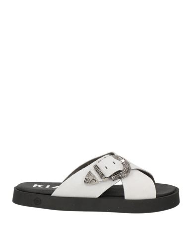 Kianid Woman Sandals Light Grey Size 9 Leather In White