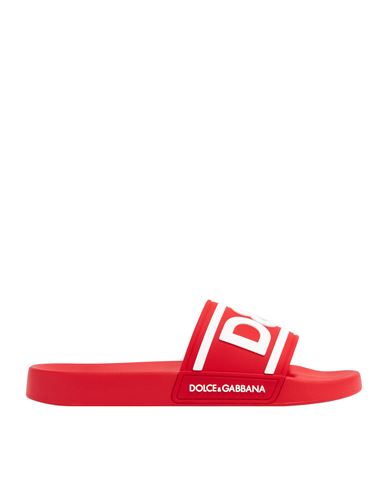 Shop Dolce & Gabbana Dg Logo Slides Man Sandals Red Size 9 Rubber