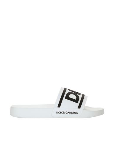 Shop Dolce & Gabbana Dg Logo Slides Man Sandals White Size 8 Rubber