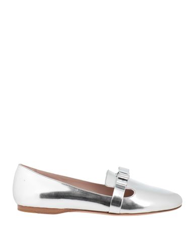 Miu Miu Woman Loafers Silver Size 8 Leather In Gray