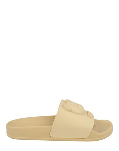 Shop Moschino Bear Logo Pool Slides Woman Sandals Beige Size 8 Thermoplastic Polyurethane