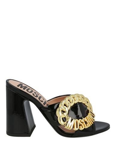 Shop Moschino Logo Buckle Heel Sandals Woman Sandals Black Size 8 Calfskin