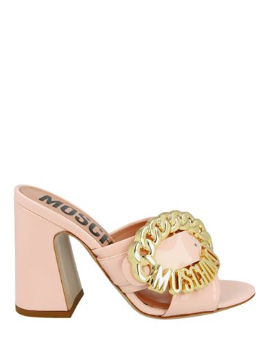 Shop Moschino Logo Buckle Heel Sandals Woman Sandals Pink Size 8 Calfskin
