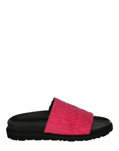 Moschino Monogram Pool Slides Woman Sandals Pink Size 8 Cotton, Polyester