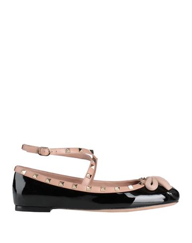 Valentino Rockstud Ballerina Patent-leather Pumps In Black