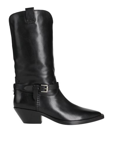 Ash Black Calf Leather Duran Boots In Black