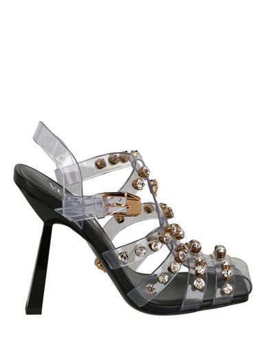 Crystal Embellished Heel Sandals Woman Sandals Transparent Size 6 Polyvinyl butyral