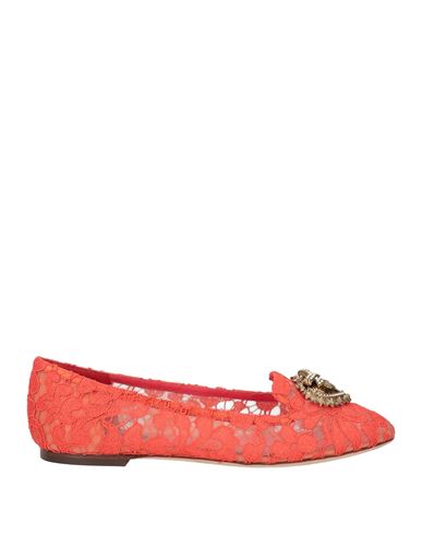 Dolce & Gabbana Woman Ballet Flats Coral Size 8.5 Textile Fibers In Multi