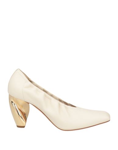 Dior Woman Pumps Off White Size 9 Lambskin In Yellow