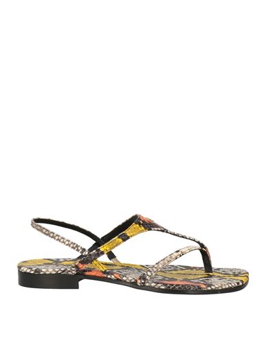 Zadig & Voltaire Woman Thong Sandal Black Size 6 Leather In Multi