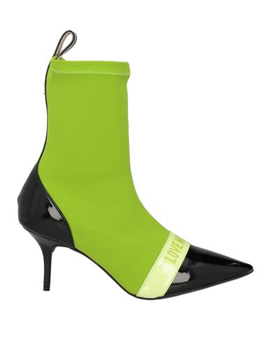 Love Moschino Woman Ankle Boots Acid Green Size 9 Textile Fibers