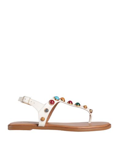 Inuovo Woman Thong Sandal Ivory Size 8 Leather In Multi
