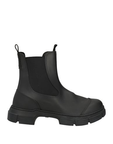 Ganni Woman Ankle Boots Black Size 10 Textile Fibers In Black