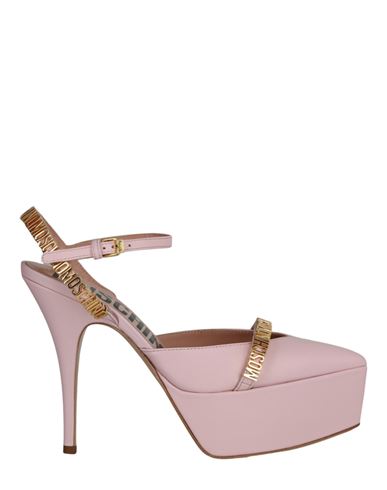 Shop Moschino Logo Lettering Ankle Strap Pumps Woman Pumps Pink Size 8 Calfskin