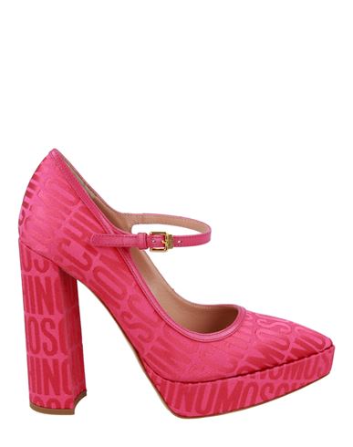 Shop Moschino Logo Jacquard Mary Jane Pumps Woman Pumps Pink Size 8 Polyester, Cotton, Leather, Polyureth