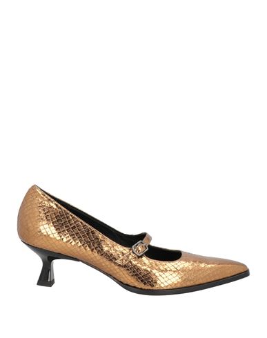Zinda Woman Pumps Bronze Size 6 Leather In Yellow