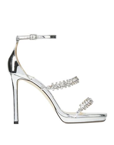 Jimmy Choo Sandals Woman Sandals Silver Size 8 Leather In Metallic