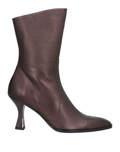 Ras Woman Ankle Boots Bronze Size 7 Leather In Burgundy