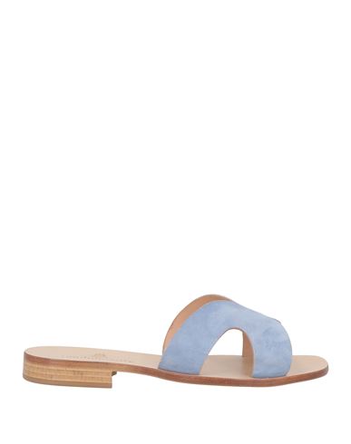 Paolo Ferrara Woman Sandals Light Blue Size 5 Leather In Blue