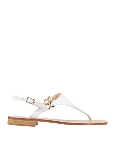 Paolo Ferrara Woman Thong Sandal White Size 8 Leather