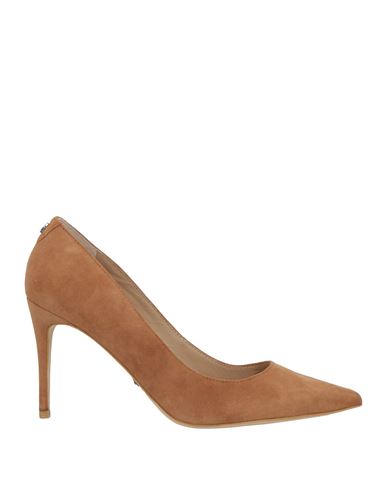 Guess Woman Pumps Camel Size 10 Leather In Brown