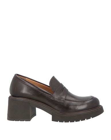 Niche Woman Loafers Dark Brown Size 8 Calfskin In Brown