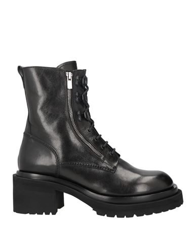 Officine Creative Italia Woman Ankle Boots Black Size 10 Leather In Black