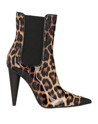 Ras Woman Ankle Boots Black Size 8 Leather In Animal Print