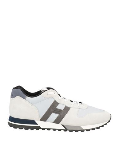 Hogan Man Sneakers Light Grey Size 9 Leather, Textile Fibers In Grey