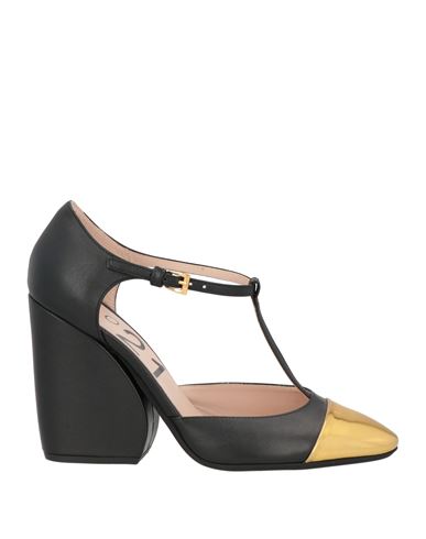 N°21 Woman Pumps Gold Size 8 Leather In Black