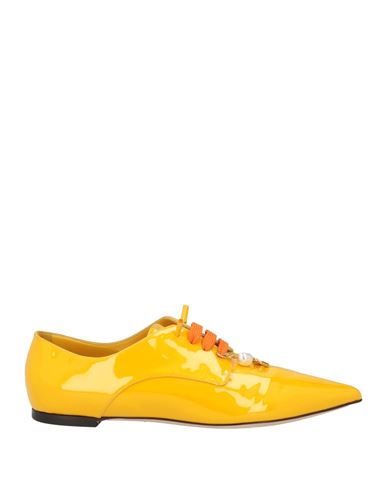 Dolce & Gabbana Woman Lace-up Shoes Yellow Size 8.5 Leather