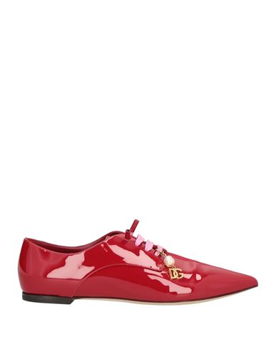 Dolce & Gabbana Woman Lace-up Shoes Red Size 8.5 Leather