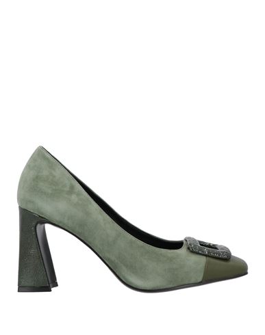 Luciano Barachini Woman Pumps Sage Green Size 6 Leather In Multi
