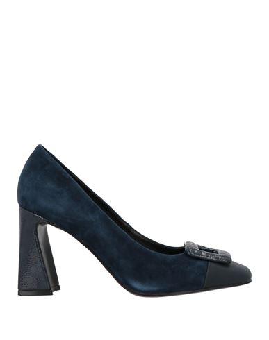 Luciano Barachini Woman Pumps Navy Size 8 Leather In Blue