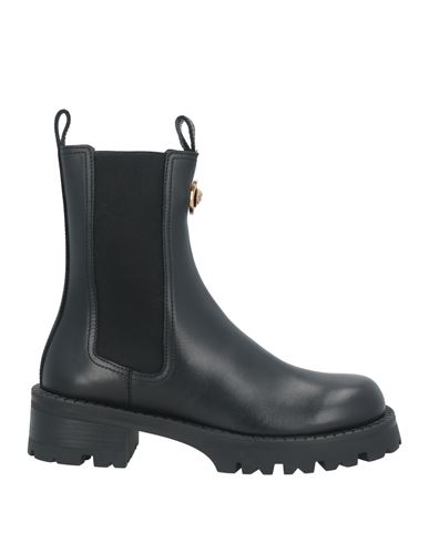 Versace Woman Ankle Boots Black Size 7.5 Leather In Black