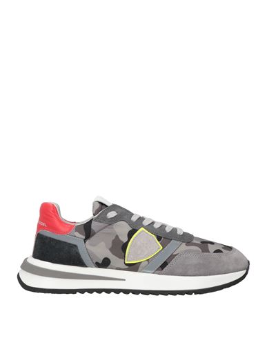 Philippe Model Man Sneakers Grey Size 9 Leather, Textile Fibers In Grey