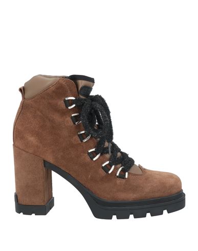 Loriblu Woman Ankle Boots Camel Size 11 Leather In Beige