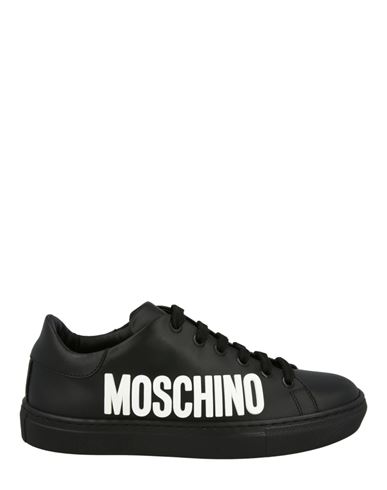 Moschino Logo Lettering Low-top Sneakers Woman Lace-up Shoes Black Size 8 Calfskin