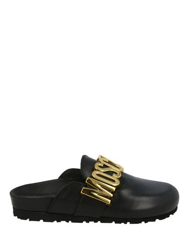 Moschino Logo Lettering Mules Woman Mules & Clogs Black Size 8 Calfskin