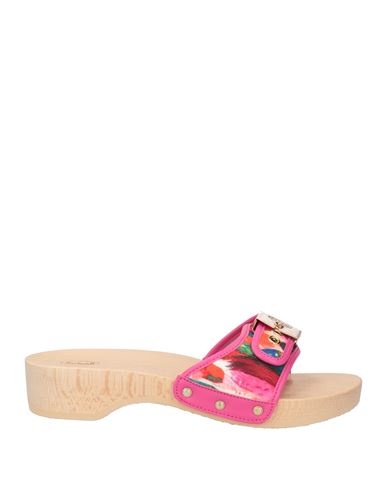Scholl Woman Mules & Clogs Fuchsia Size 8 Leather, Textile Fibers In Pink